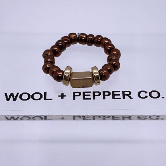 NWT Wool + Pepper Co. Brown & Gold Ring - Picture 6 of 6
